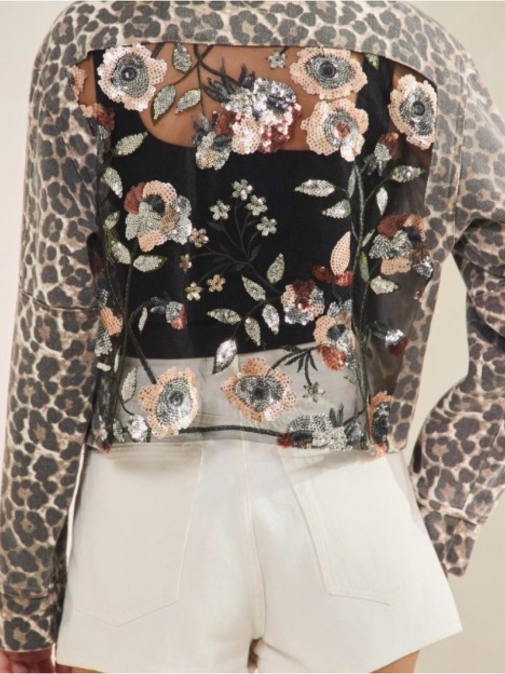 LEOPARD DENIM JACKET WITH BACK
CONTRAST